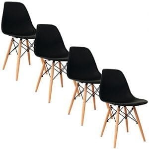 Lot de 4 chaises design noir Nina pour salle d'attente cabinet dentaire