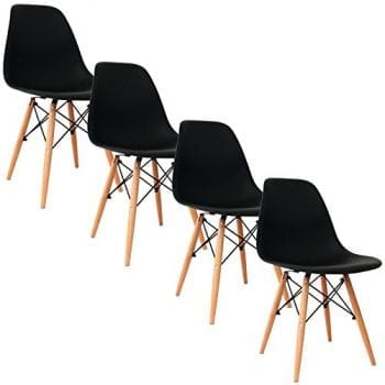Lot de 4 chaises design noir Nina pour salle d’attente cabinet dentaire