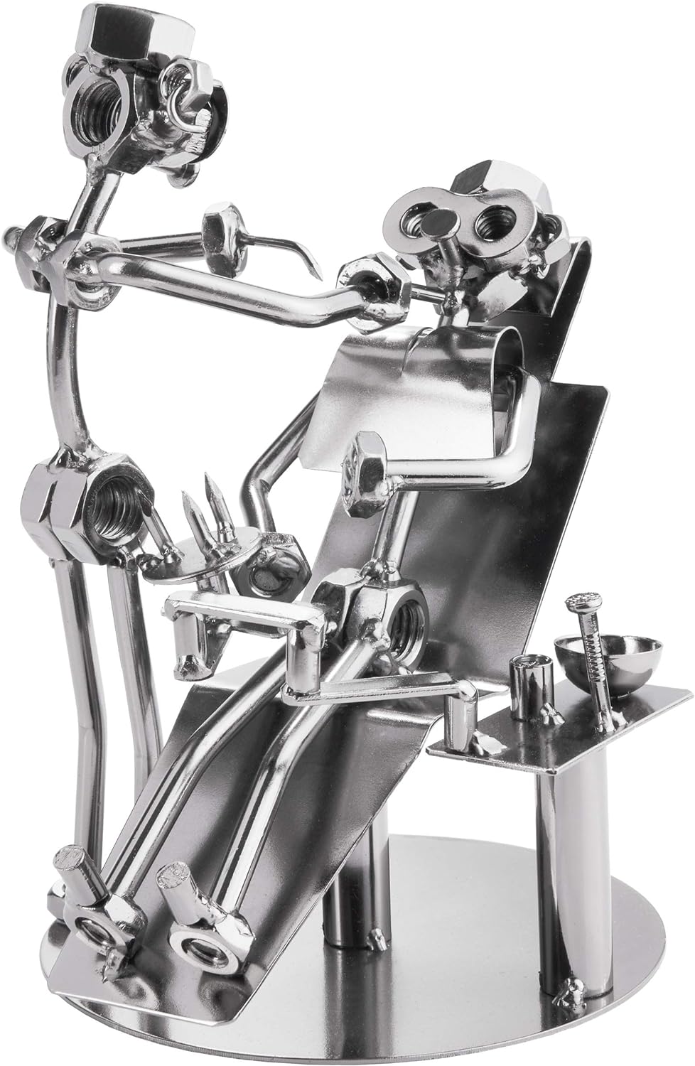 Figurine Moto Cyclomoteur En Métal BRUBAKER - Sculpture Décorative 17,5 Cm