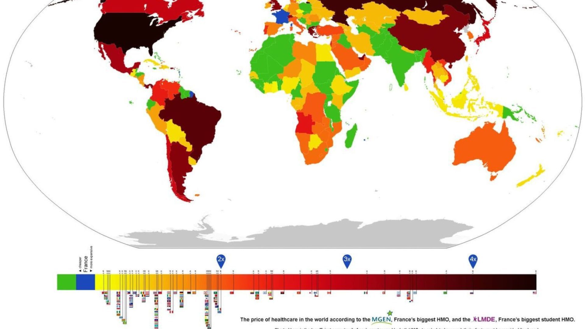 carte du prix de la santé monde